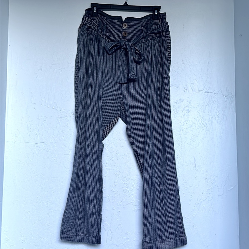 Free People Blue White Stripes  High Rise Pants